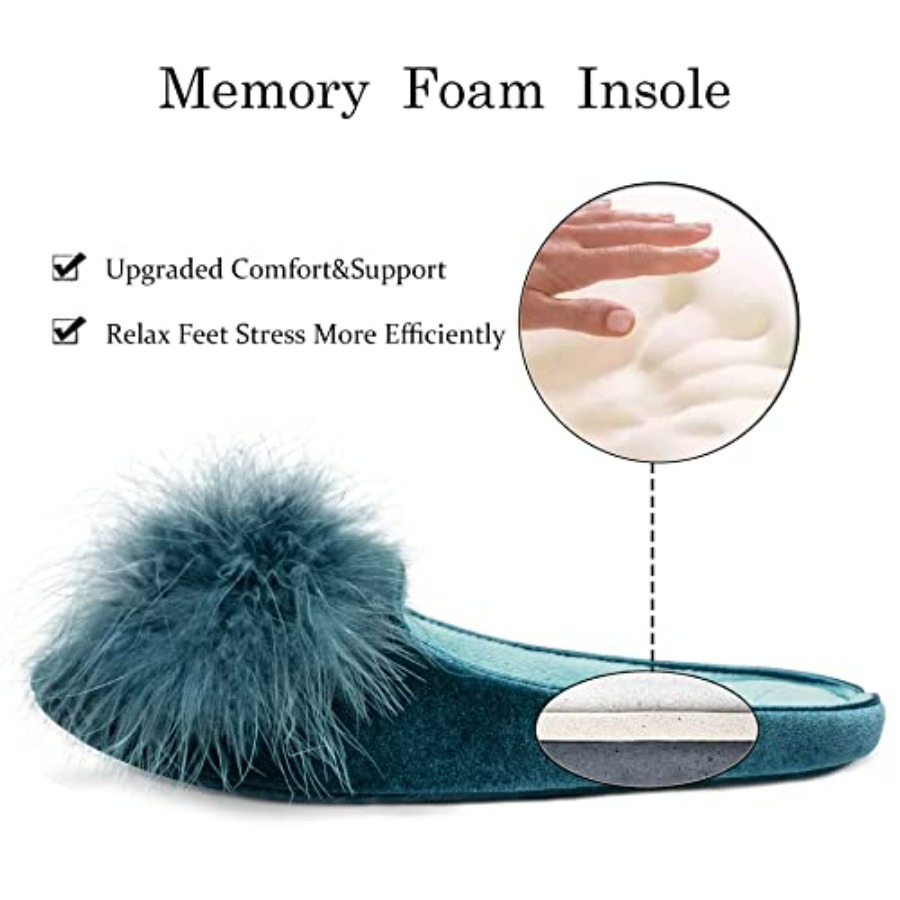GRITHEIM Women's Fuzzy Pom Pom - Insole Memory Foam のレビューと価格