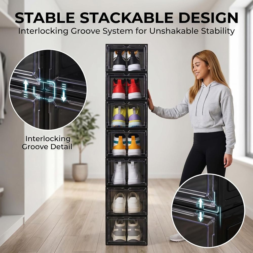 Stackable Black Shoe Storage B - Sneaker Case のレビューと価格